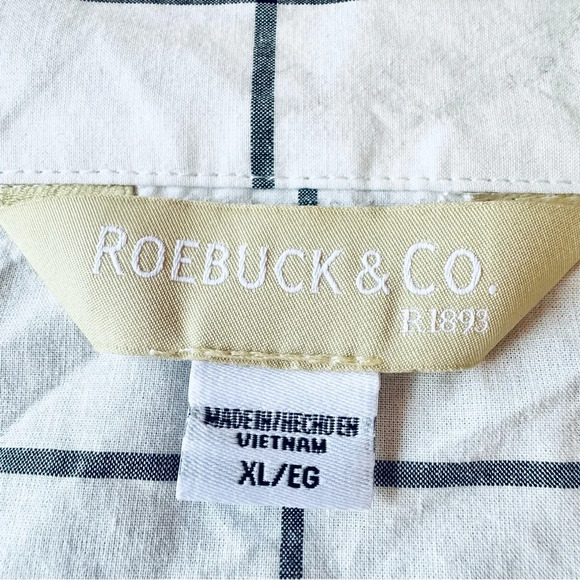 Roebuck & Co. Grid Pattern Blouse White Black Square Neckline Women’s Size XL - Picture 5 of 7